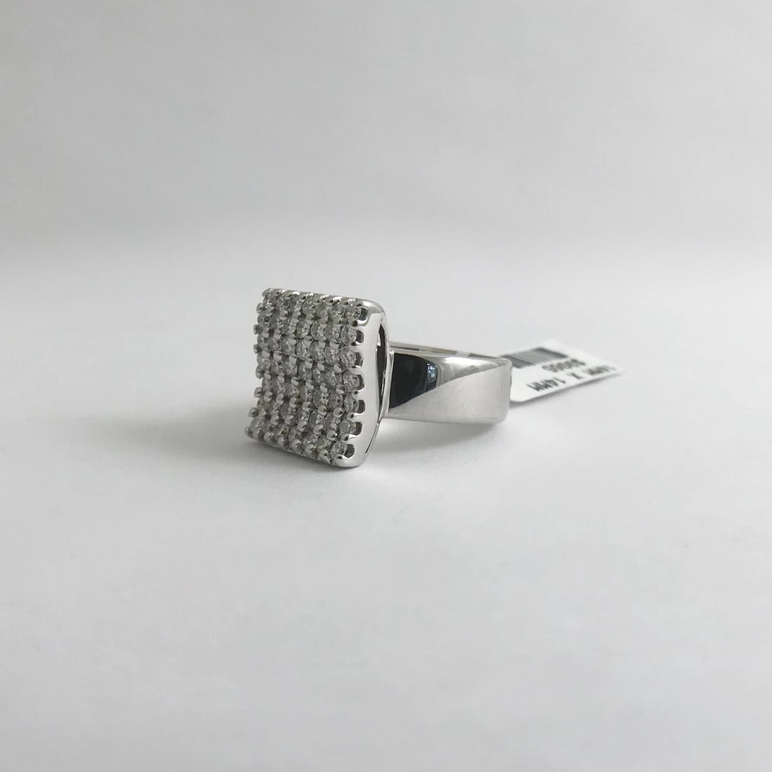 Square Wave Pave Diamond Cluster Cocktail Ring 18K White Gold, 1.03 CTW - 11