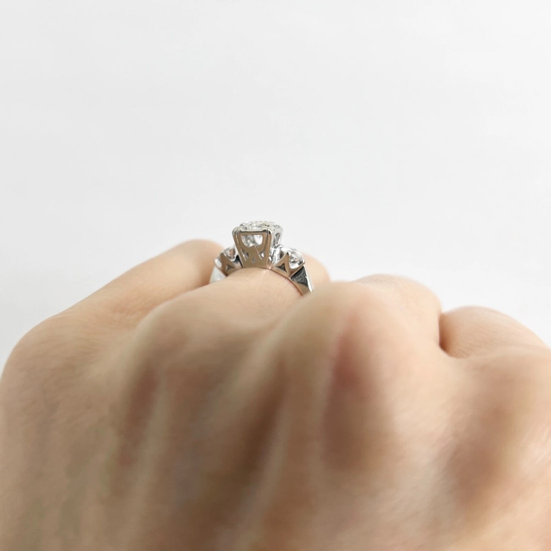 Vintage 1950's 1960's Diamond Engagement Ring 14K White Gold, .77 CTW, 2.89 Gr - 5