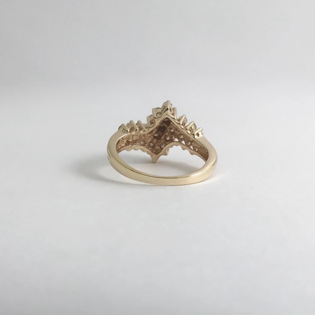 Vintage Diamond Zigzag Cluster Cocktail Ring 14K Yellow Gold, .65 CTW, 5.10 Gram - 10