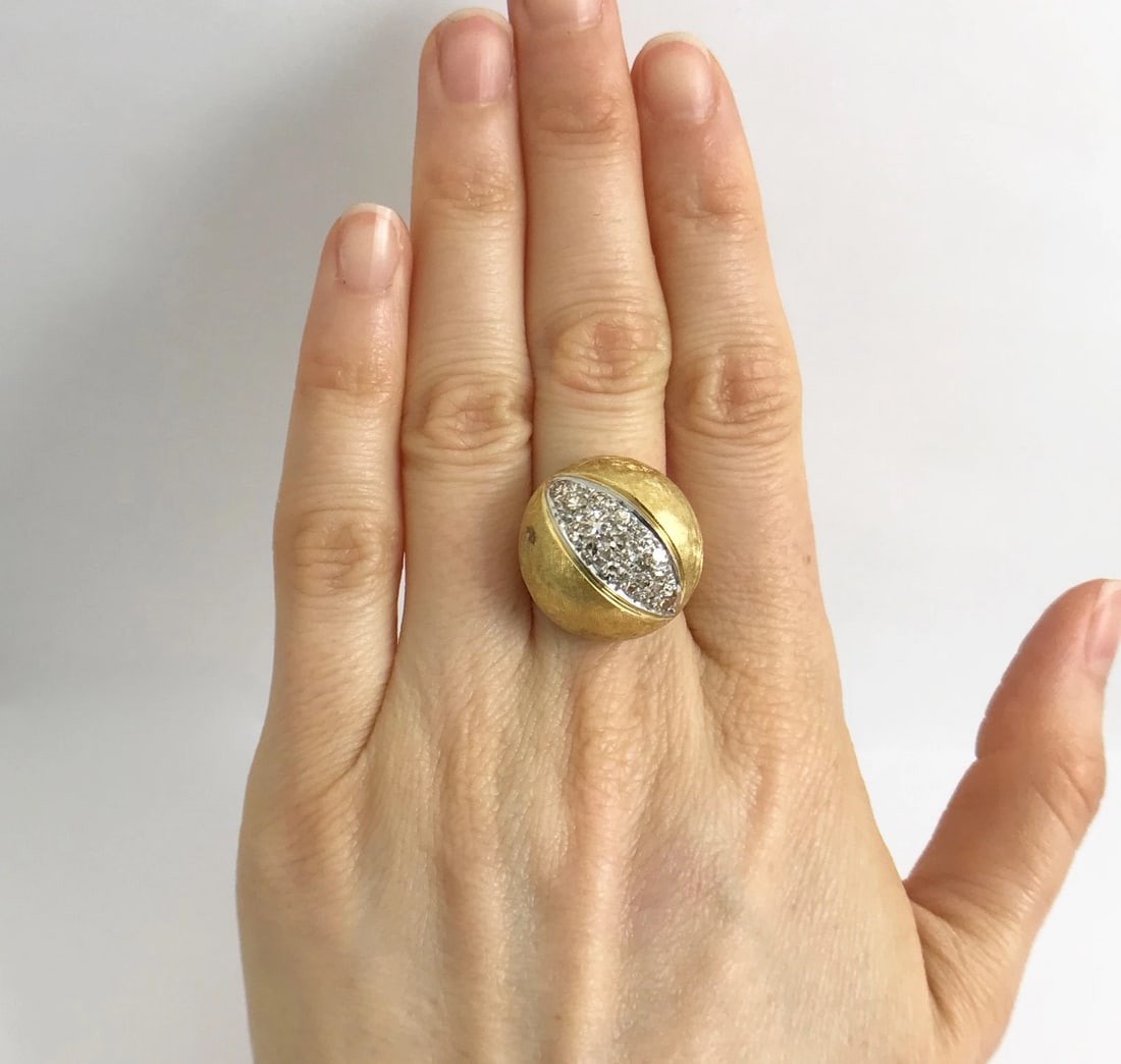 Vintage 1960's Diamond Dome Cocktail Ring 18K Yellow Gold, .40 CTW, 14.27 Grams - 3