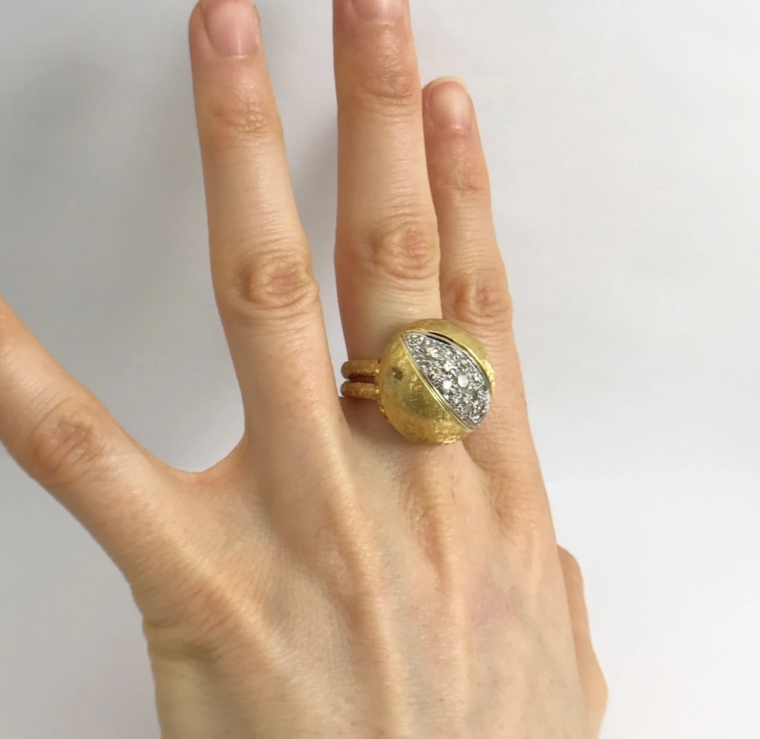 Vintage 1960's Diamond Dome Cocktail Ring 18K Yellow Gold, .40 CTW, 14.27 Grams - 4