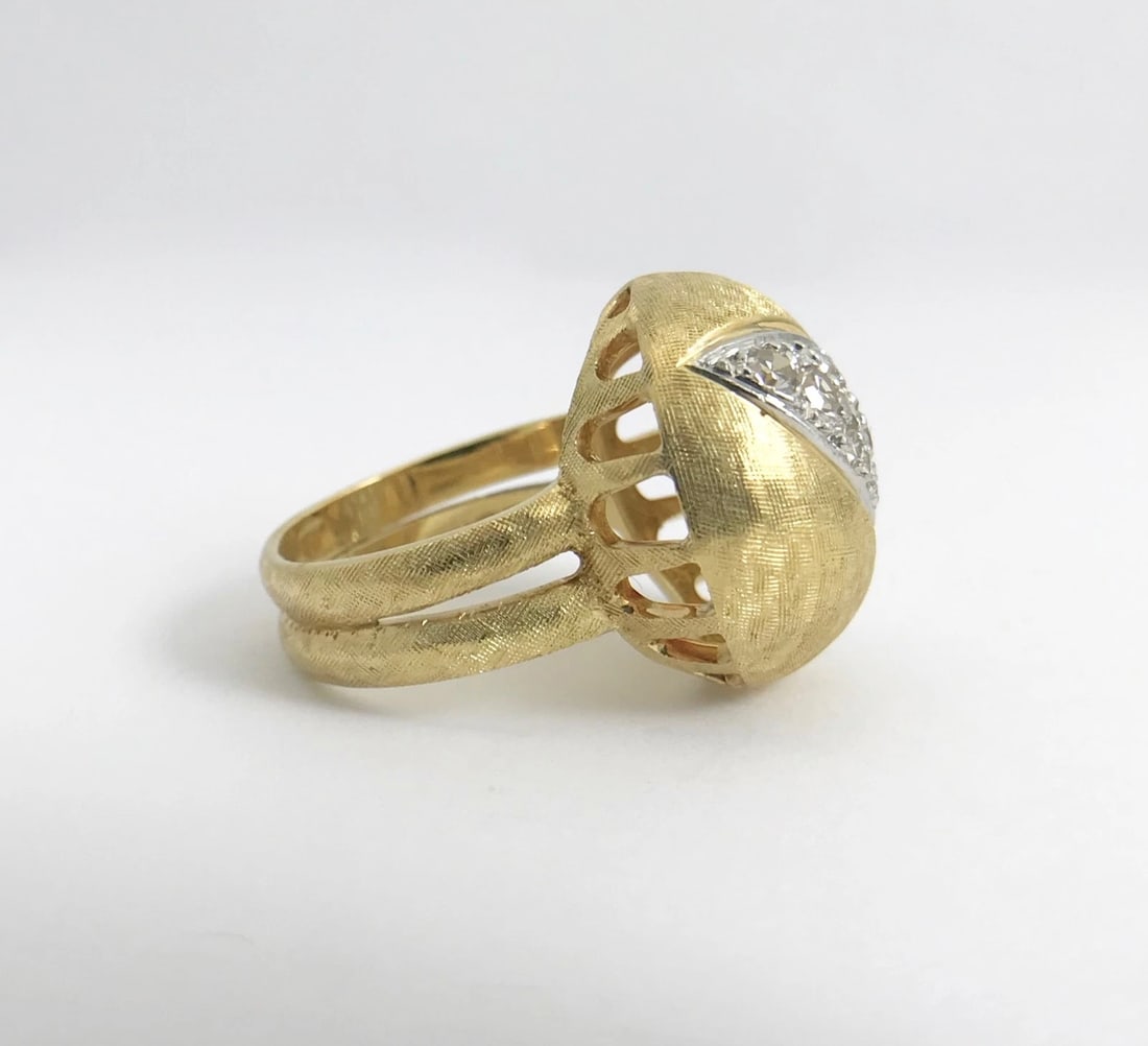 Vintage 1960's Diamond Dome Cocktail Ring 18K Yellow Gold, .40 CTW, 14.27 Grams - 9