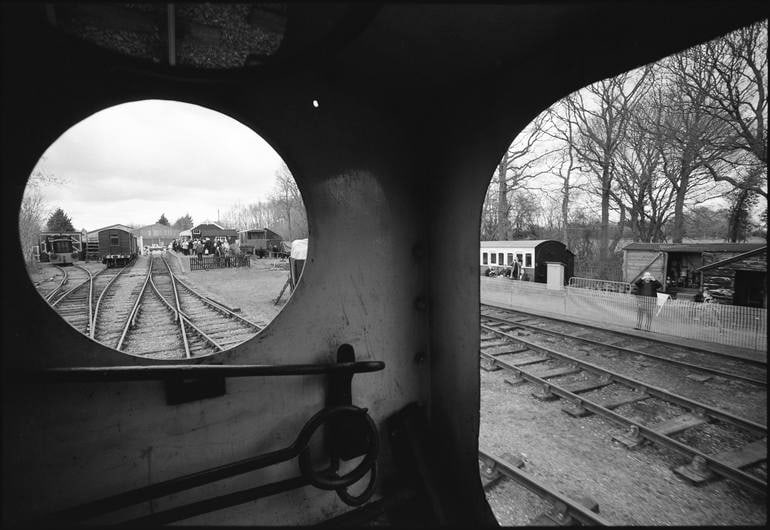 Engine View, Mid-Suffolk Light Railway - Silver Gelatin Photograph: Title: Engine View, Mid-Suffolk Light Railway - Silver Gelatin Photograph Description: 20 x 16 in Medium: Engine View, Mid-Suffolk Light Railway - Silver Gelatin Photograph - Limited Edition of 10