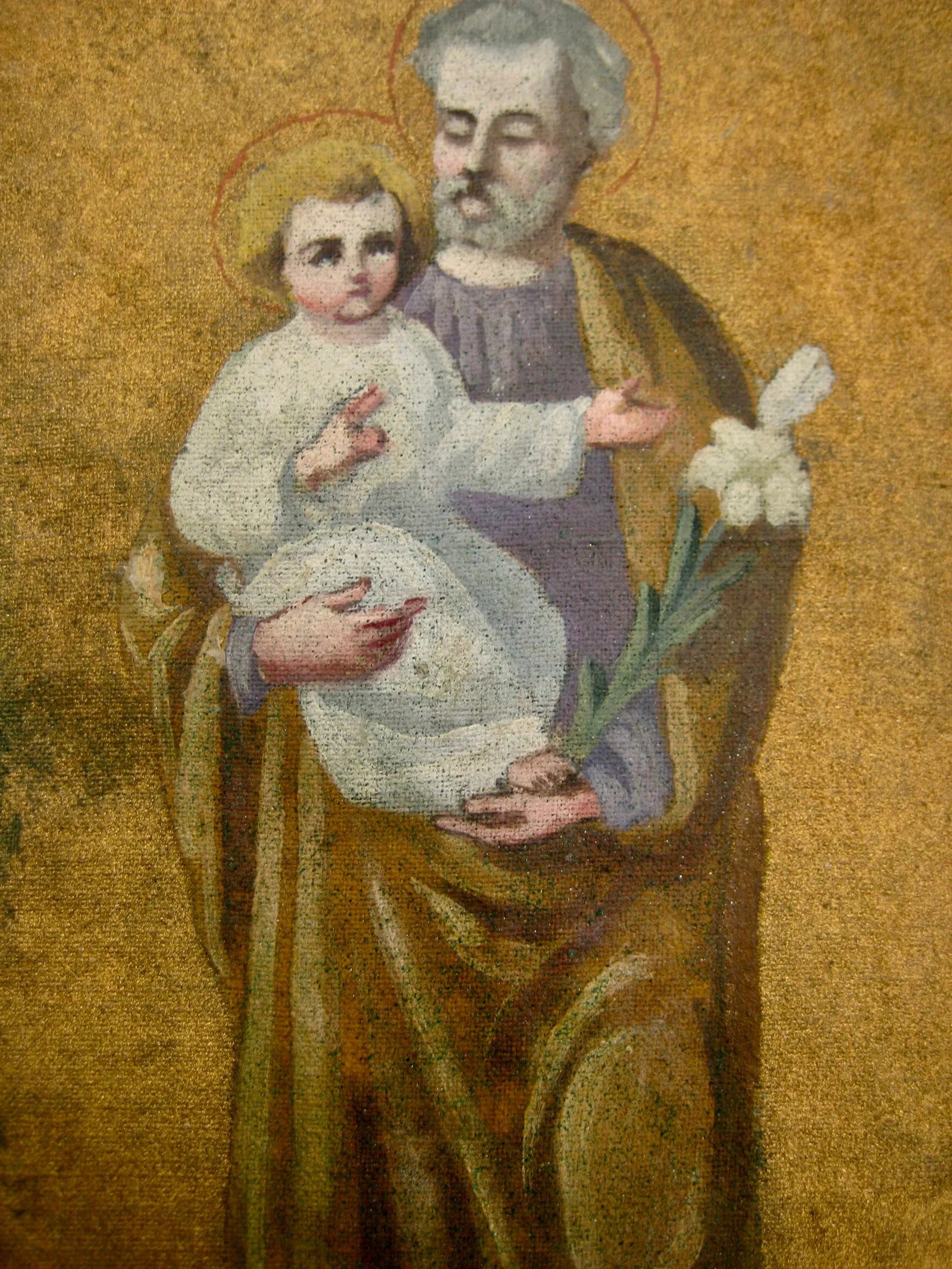 19th Century Byzantine Style Watercolor Painting of Joseph and Child Blason - 4