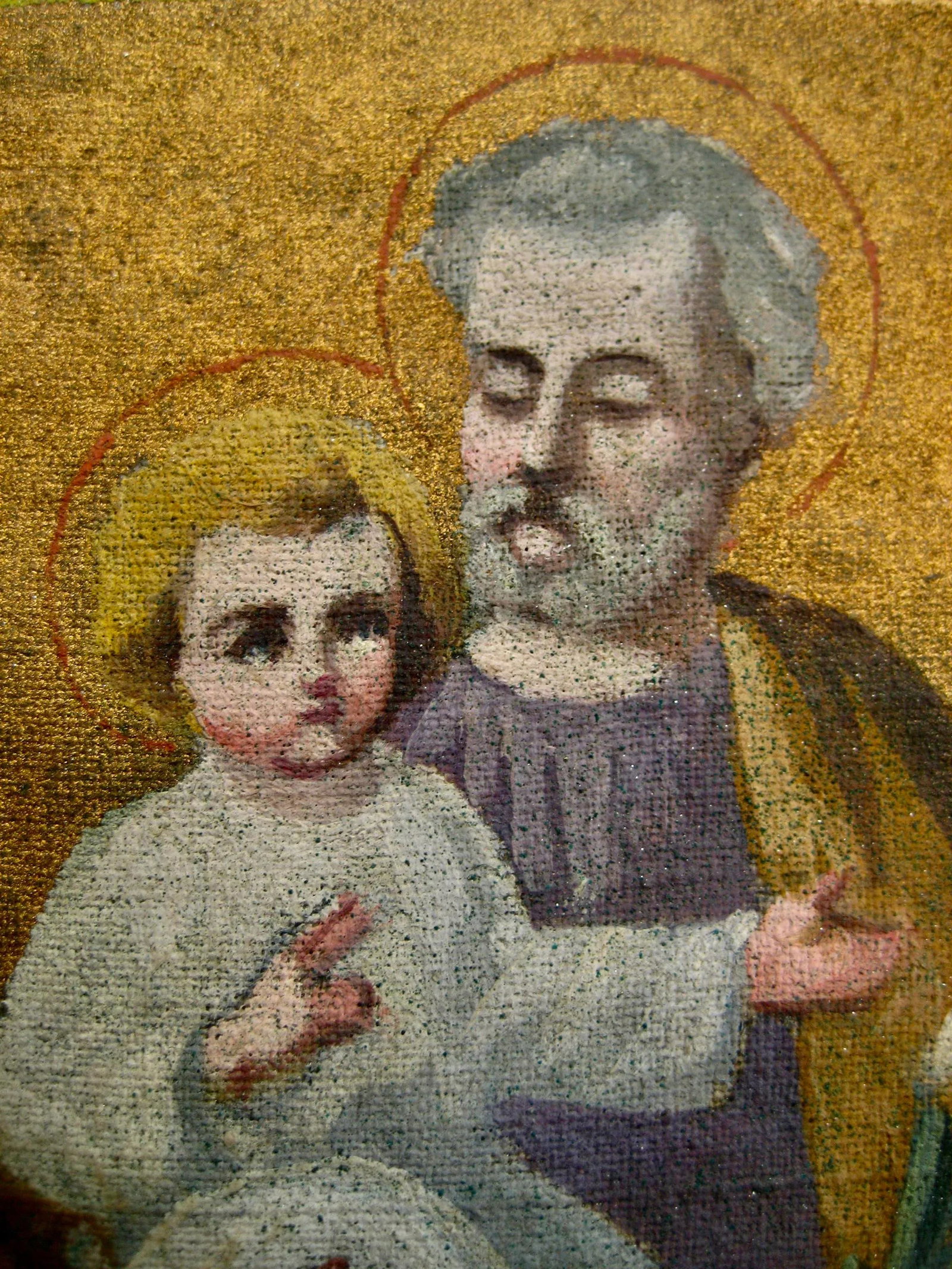 19th Century Byzantine Style Watercolor Painting of Joseph and Child Blason - 5