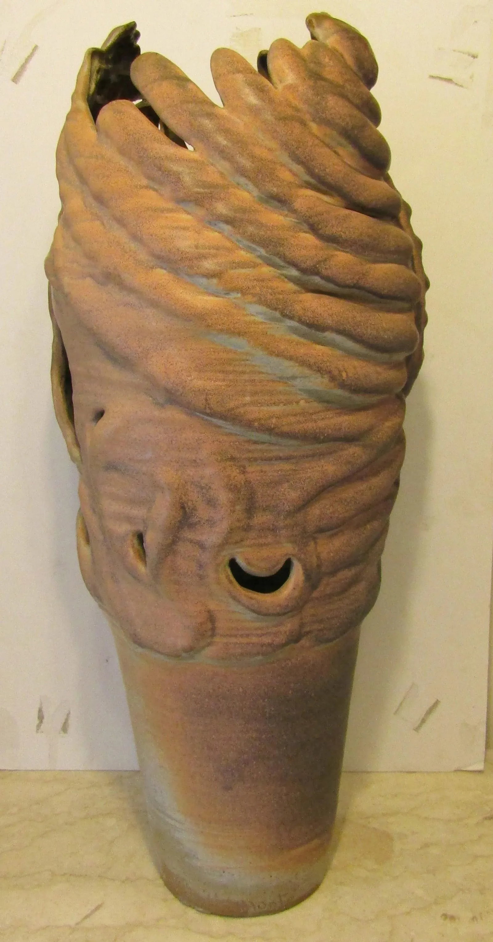 1950s Large Monté Artist Signed Amorphic Figurative Studio Pottery Floor Vase - 3