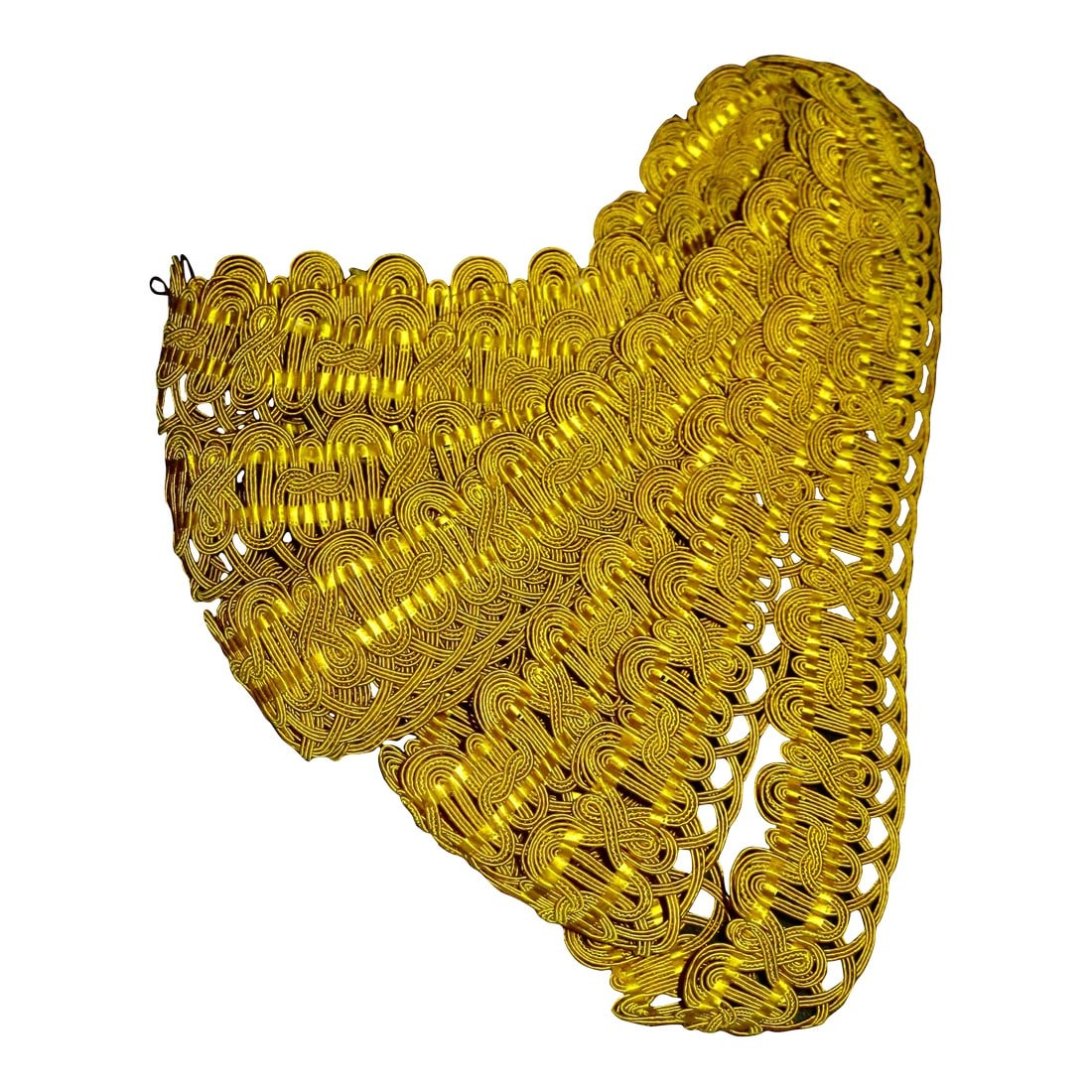 French Large Yellow Silk Trim Circa 1780 - 5 Yards: Stunning large yellow silk trim from late 1700 hundreds 5 yard long on a little less 2"5 large , all silk the color is exceptional this is an exemple of what was the best level and quality in french