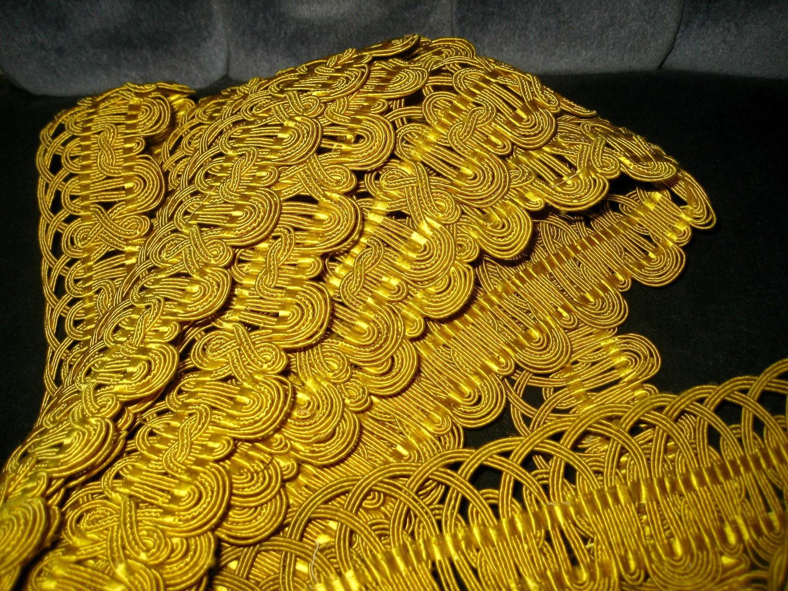 French Large Yellow Silk Trim Circa 1780 - 5 Yards - 5