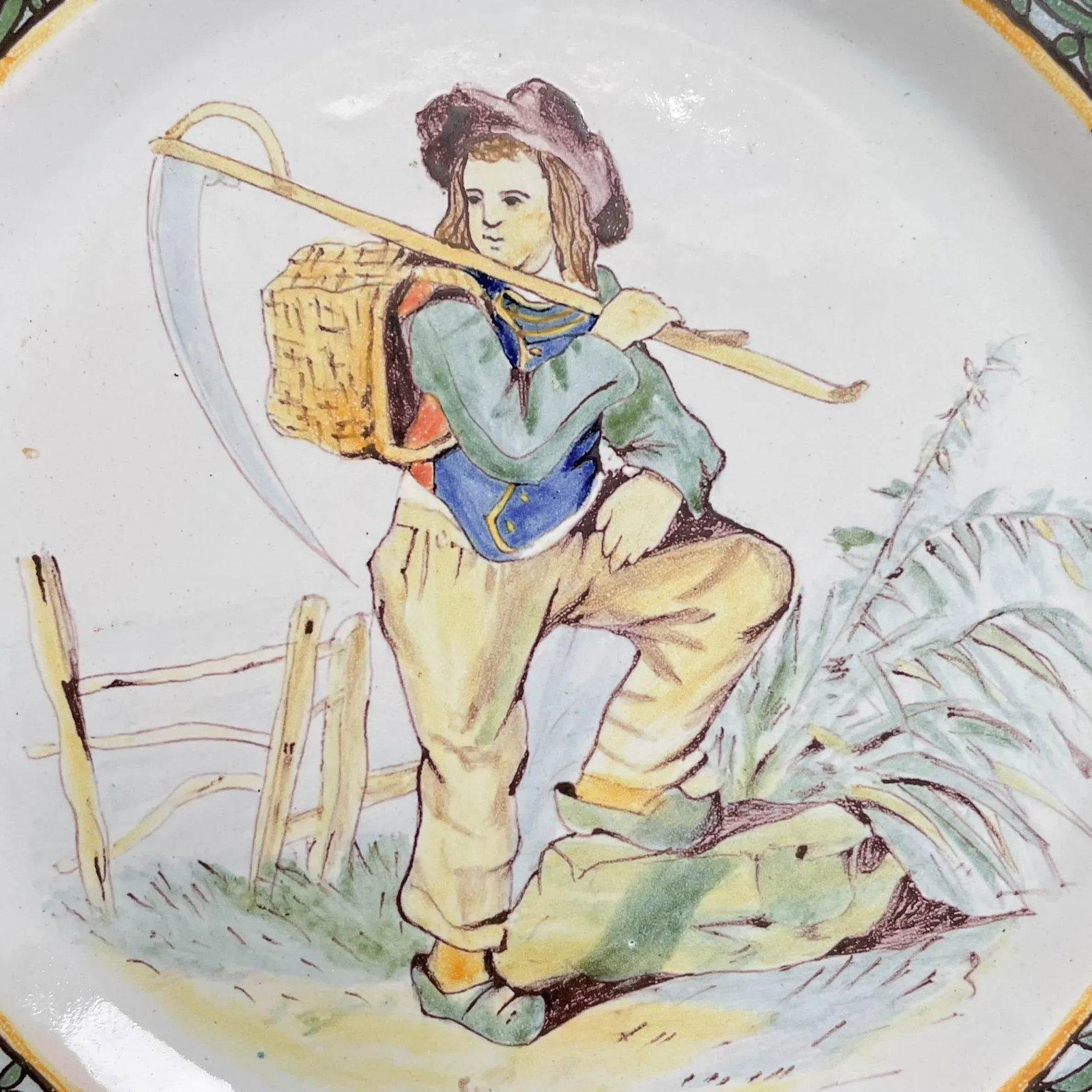 19th Century French Porquier Beau Quimper Faience Plate - 3