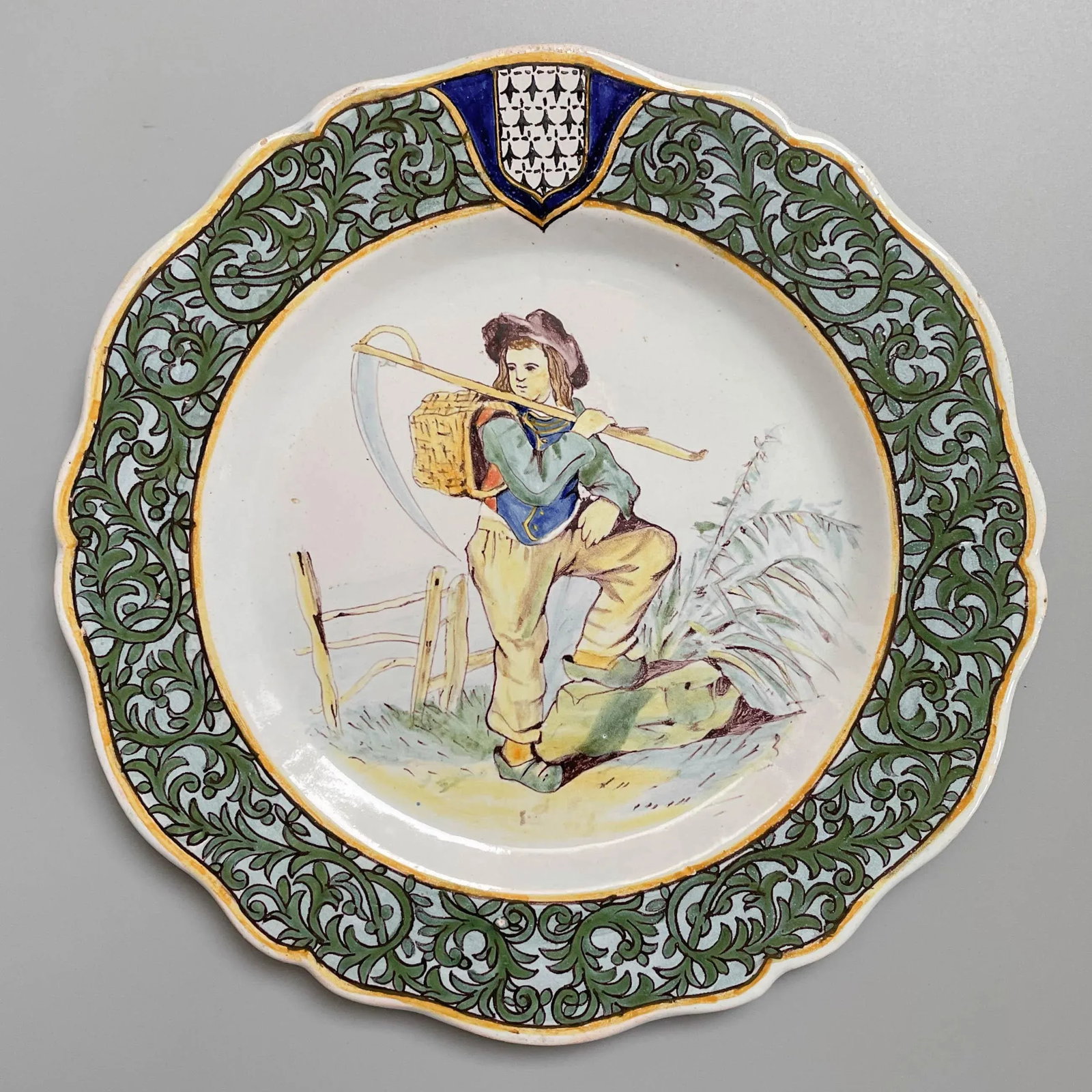 19th Century French Porquier Beau Quimper Faience Plate - 5