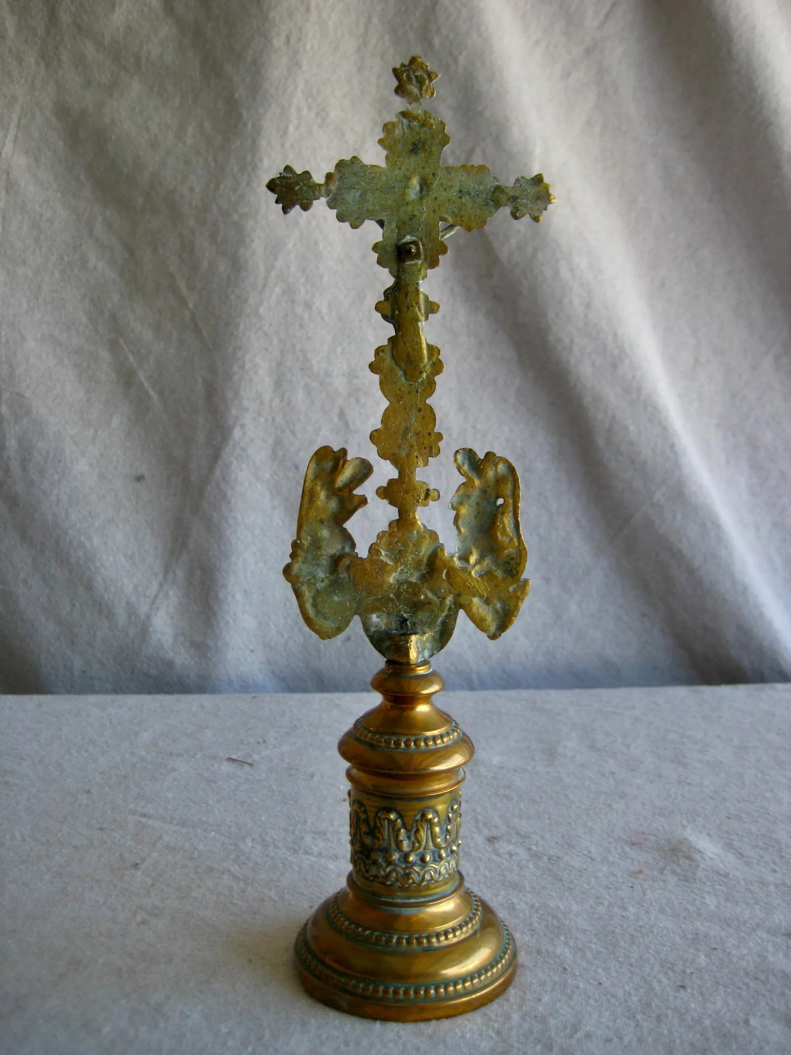 Early 19th Century Charles X Brass Table Crucifix - 10