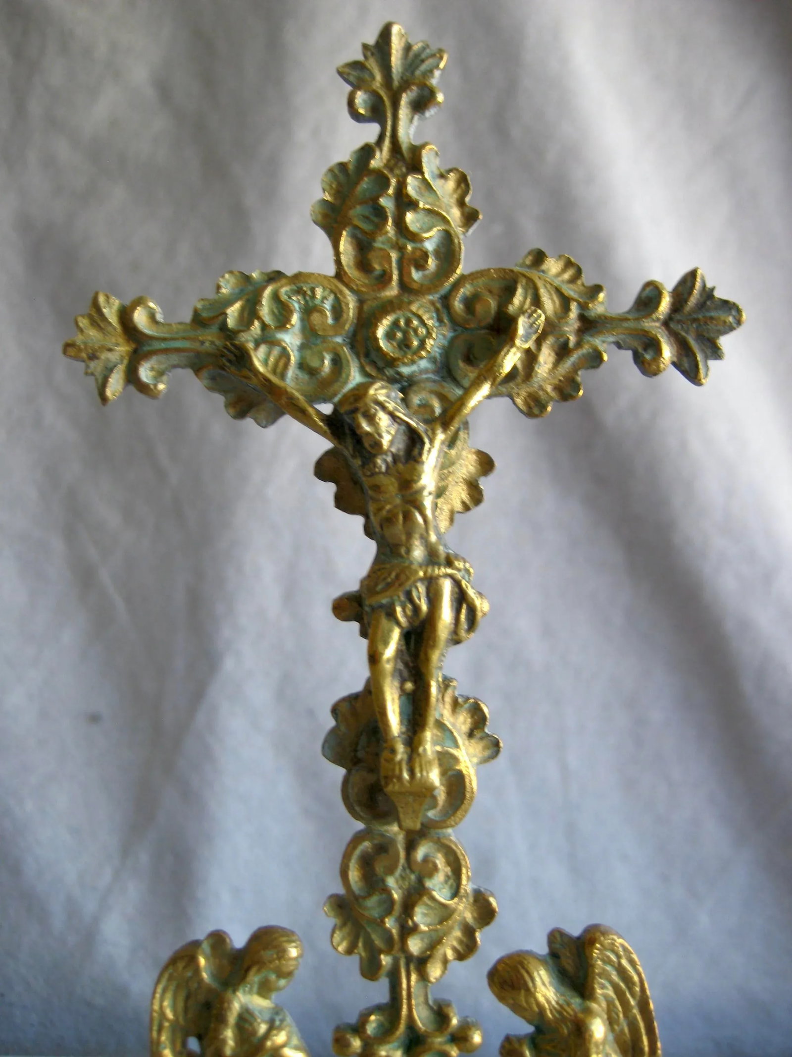 Early 19th Century Charles X Brass Table Crucifix - 3