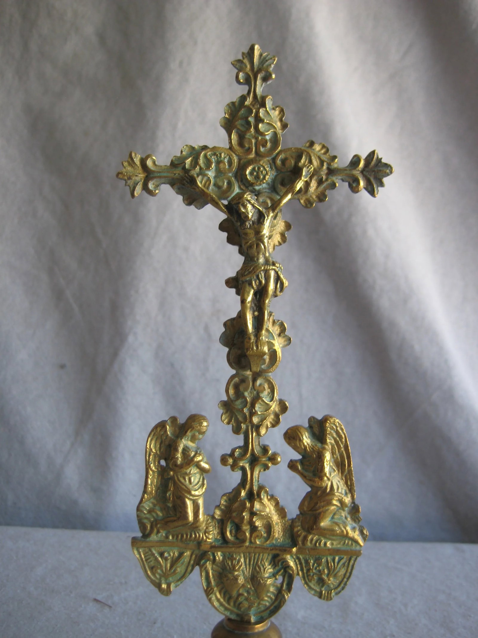 Early 19th Century Charles X Brass Table Crucifix - 4