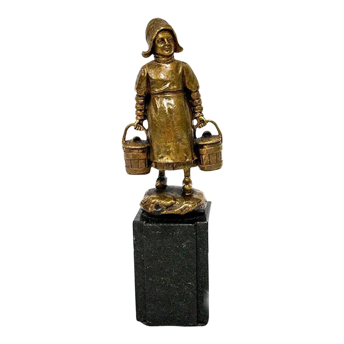 Victor Seifert German 1870-1953 Art Nouv Bronze"Trinkender Frauenakt" Dutch GLRL: Cabinet Bronze Signed Victor Heinrich Seifert One of V. Siefert's well known works is this charming bronze statue of a Dutch Girl on marble plinth, signed on back. There are some listed elsewhere of t