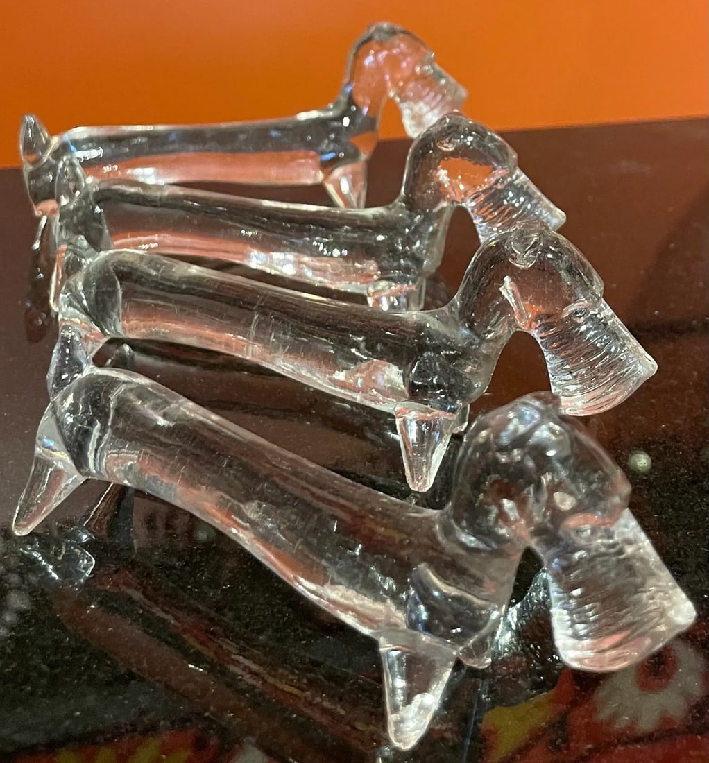 Set of Six Glass Schnauzer Knife Rests - 2