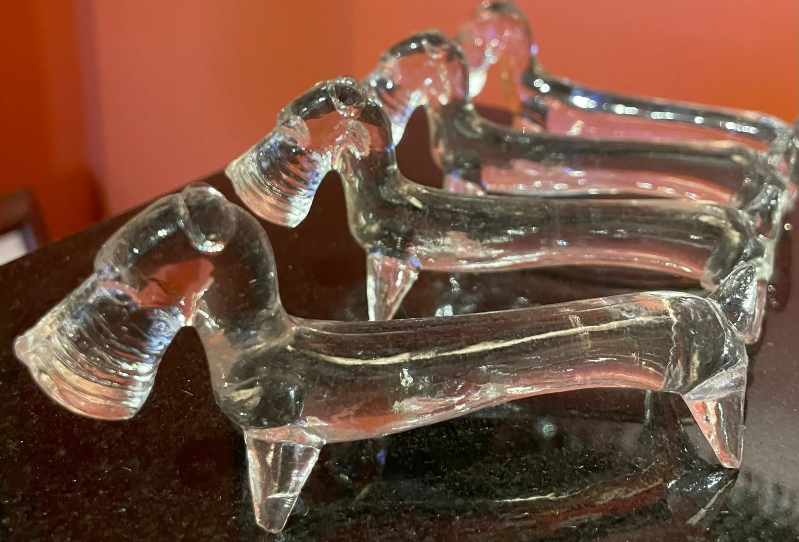 Set of Six Glass Schnauzer Knife Rests - 3