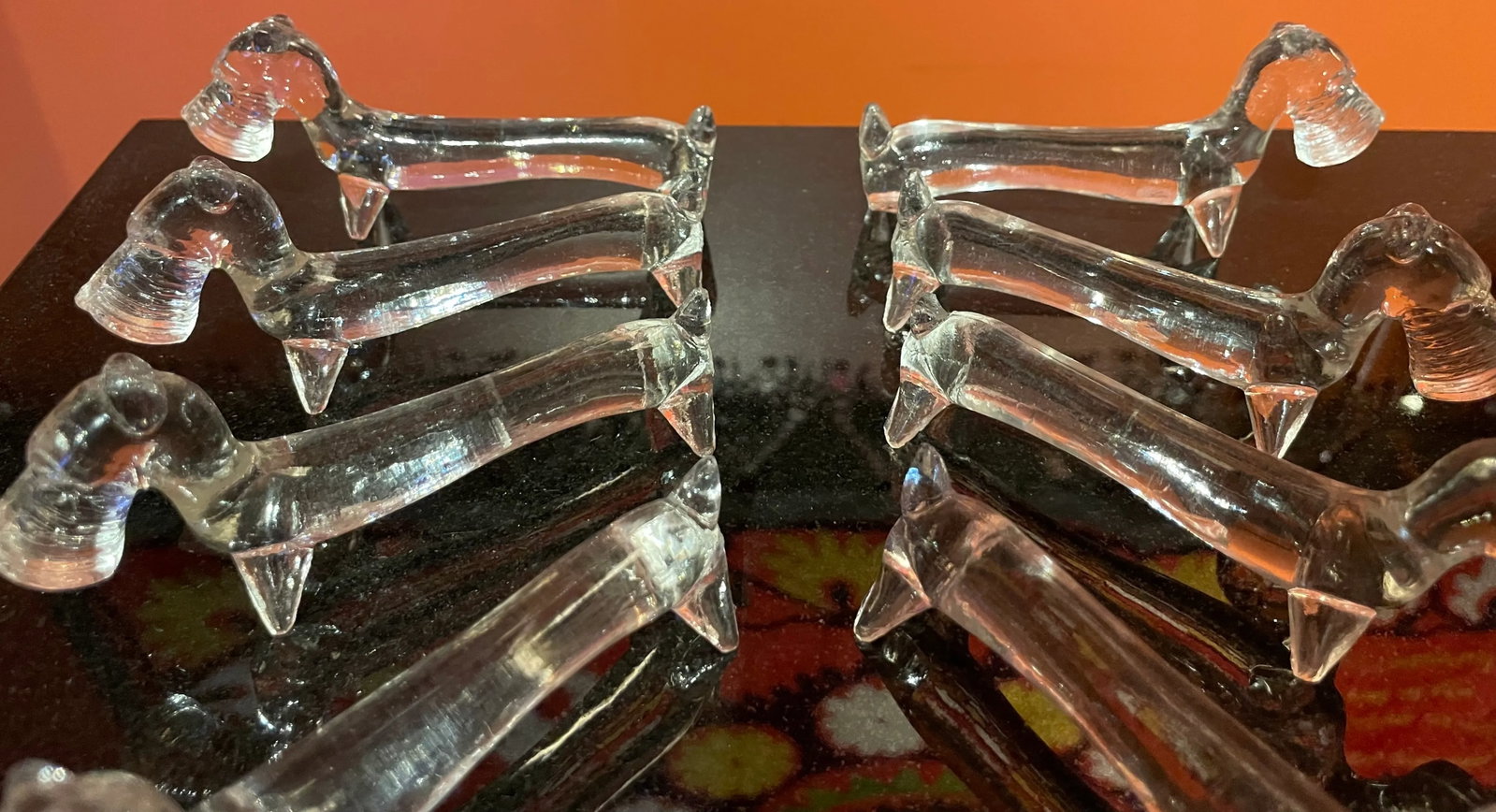 Set of Six Glass Schnauzer Knife Rests - 4
