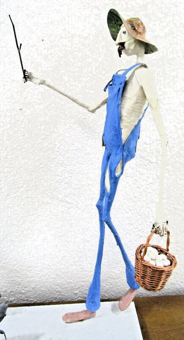 Paper Mache Sculpture of Elongated Farmer and Geese Attributed to Paul Duval - 9