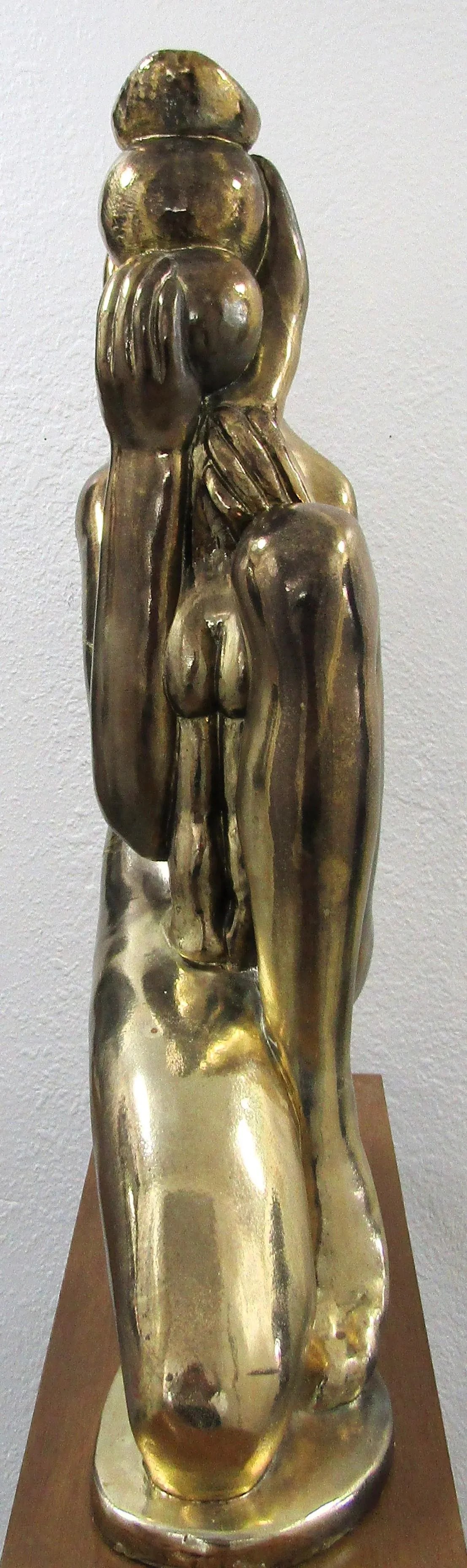 1973 Manuel Carbonell Austin Productions Mother and Child First Kiss Gold Sculpture - 8