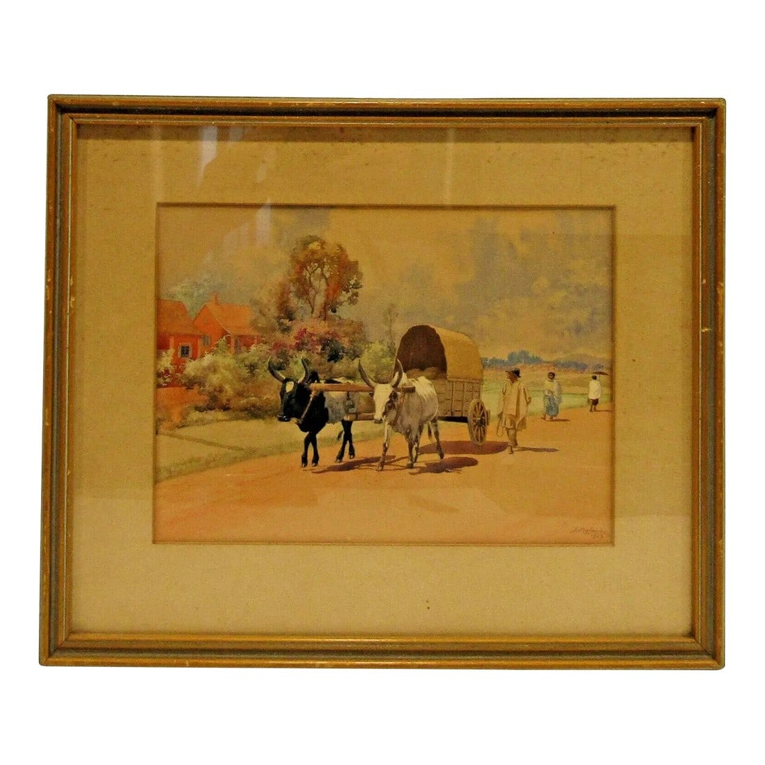 Original Émile Ralambo Madagascar 1939 Framed Painting Gouache on Paper: Original Émile Ralambo Madagascar 1939 Framed Painting Overall measures 17" wide, 14 1/4" tall and 1 1/2" deep. Painting measures 11 5/8" wide and 8 1/2" tall. Type: Painting Production