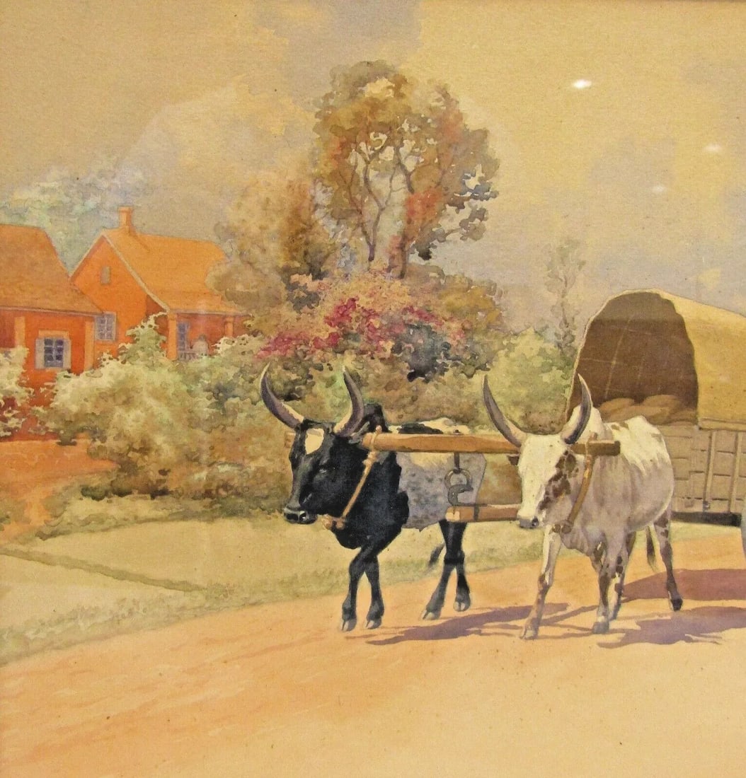Original Émile Ralambo Madagascar 1939 Framed Painting Gouache on Paper - 3
