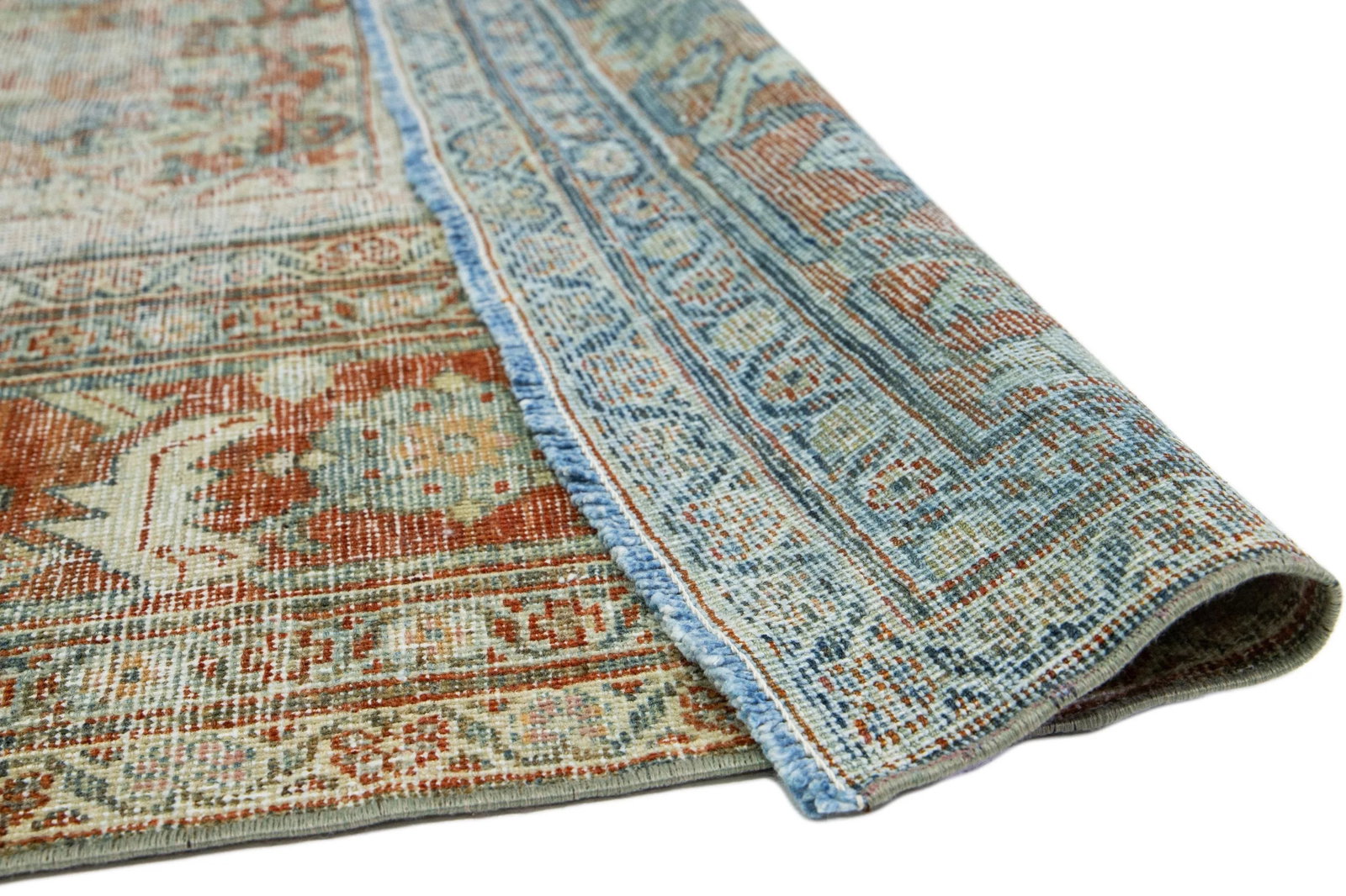 1910s Antique Persian Mahal Allover Wool Rug Handmade in Rust Color - 4
