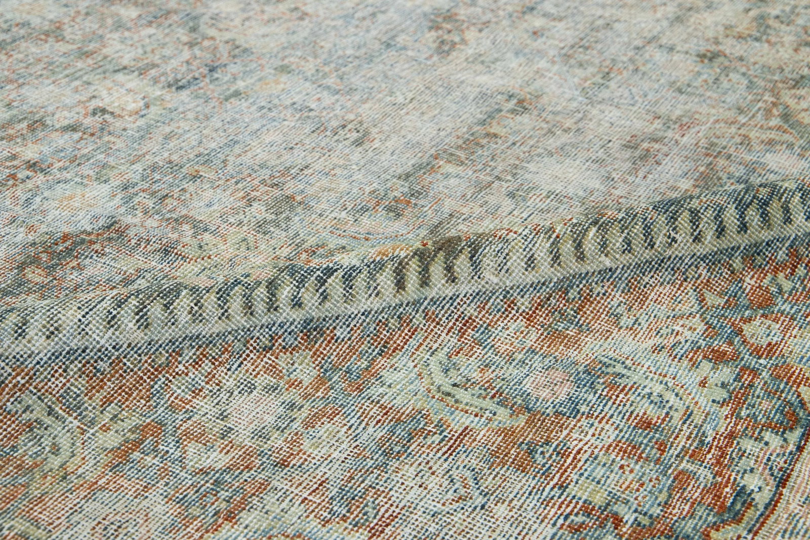 1910s Antique Persian Mahal Allover Wool Rug Handmade in Rust Color - 9