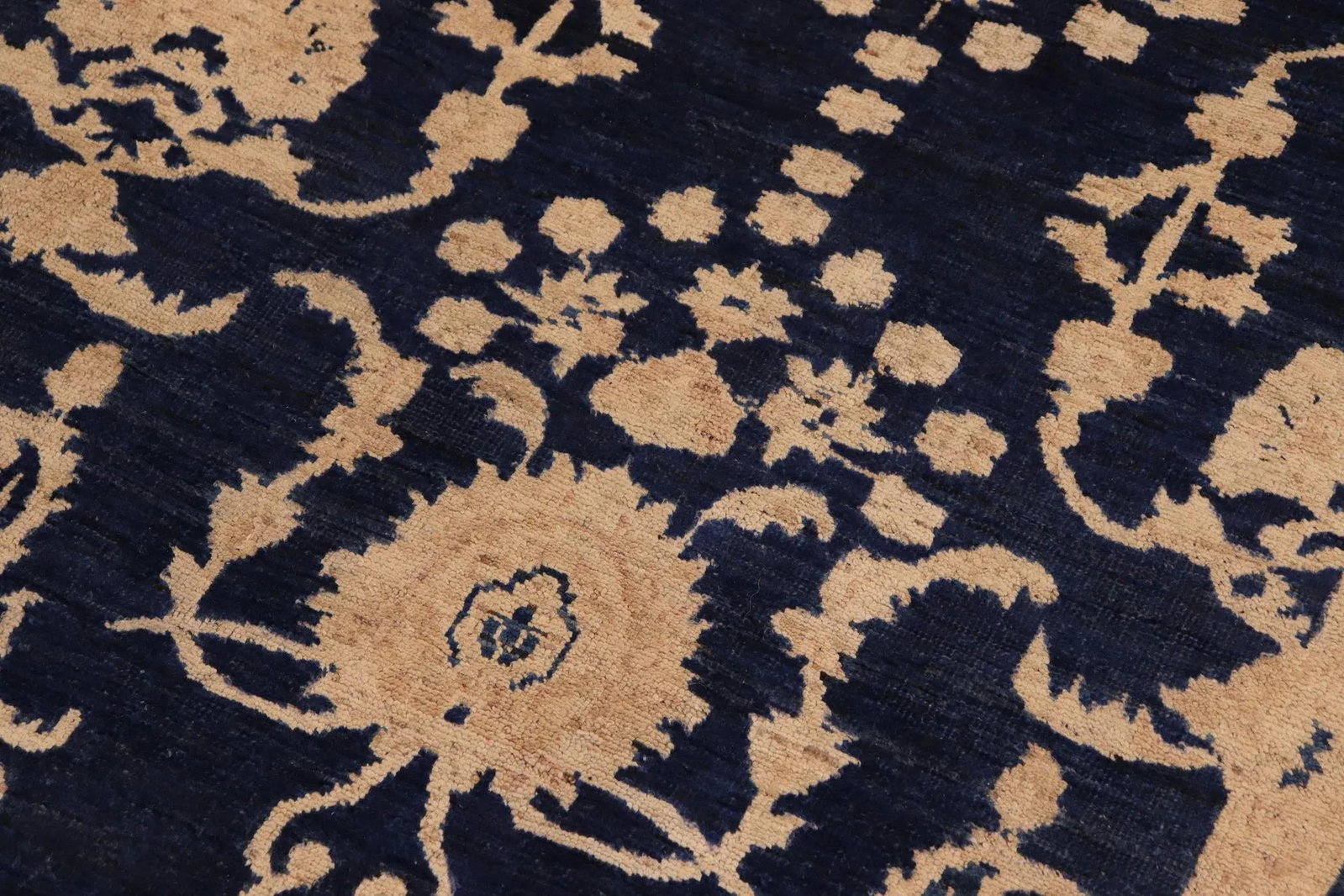 1990s Bohemien Ziegler Blue Brown Hand-Knotted Wool Rug - 9'7'' X 14'6'' - 5