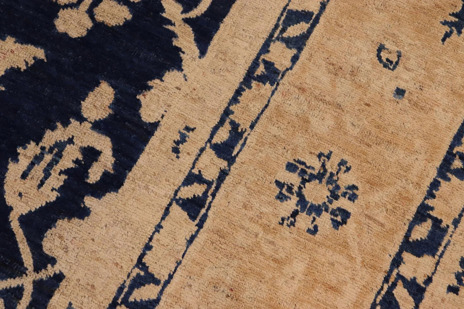 1990s Bohemien Ziegler Blue Brown Hand-Knotted Wool Rug - 9'7'' X 14'6'' - 7