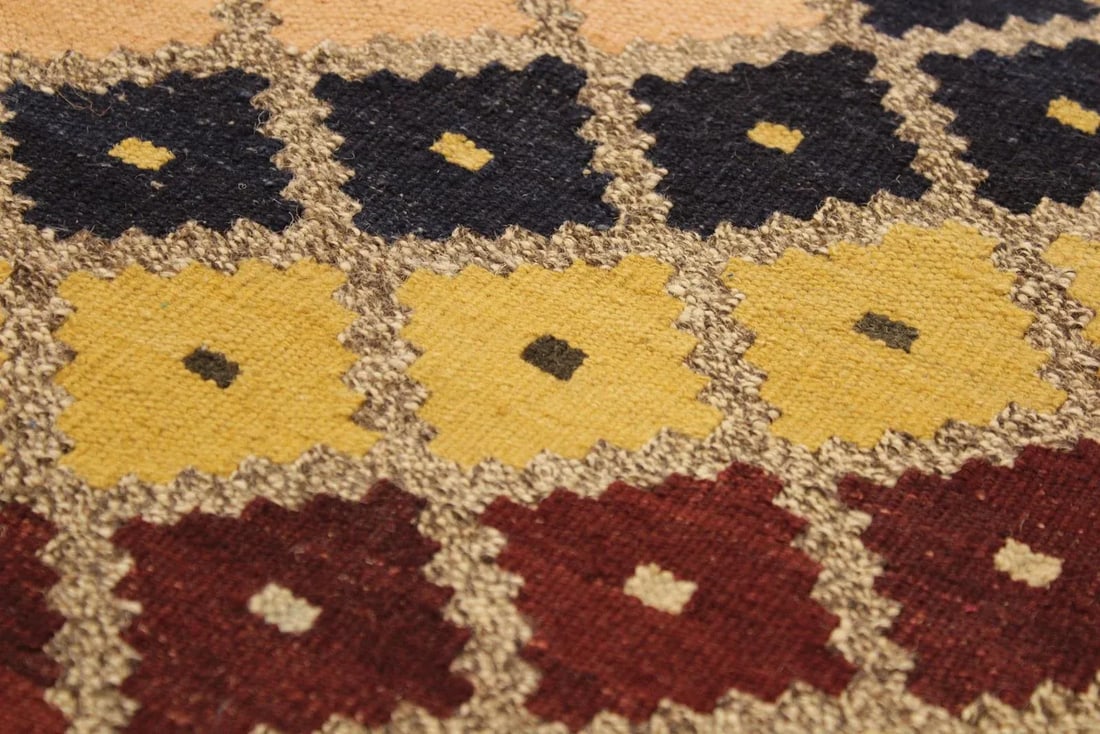 1990s Kilim Gray Gold Wool Rug - 5'6" X 6'6" - 6