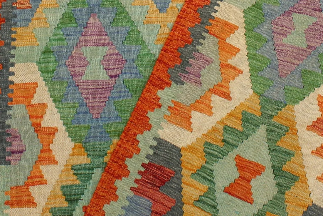 1990s Shabby Chic Kilim Blue Rust Wool Rug - 3'3" X 4'9" - 6