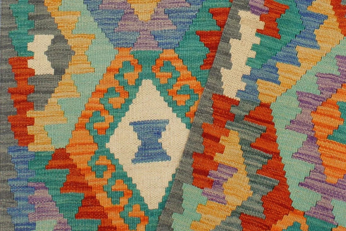 1990s Kilim Blue Gray Wool Rug - 2'9" X 4'2" - 4