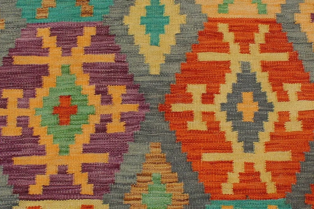 1990s Boho Chic Kilim Gray Rust Wool Rug - 2'11" X 3'10" - 4