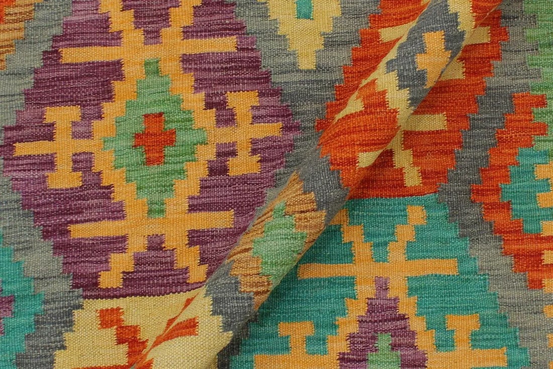 1990s Boho Chic Kilim Gray Rust Wool Rug - 2'11" X 3'10" - 6