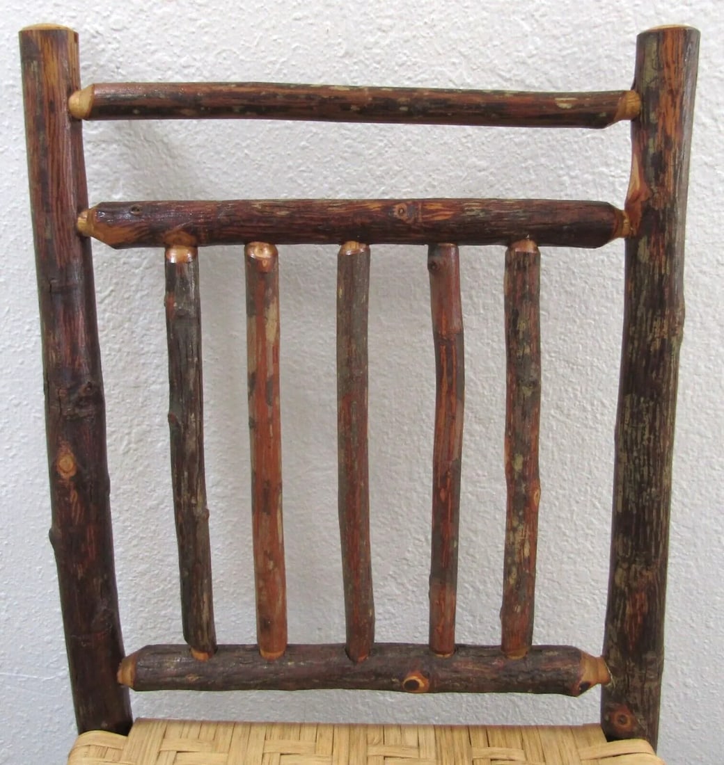 1960s Primitive Wood With Woven Cane Seat Counter Stool - 5