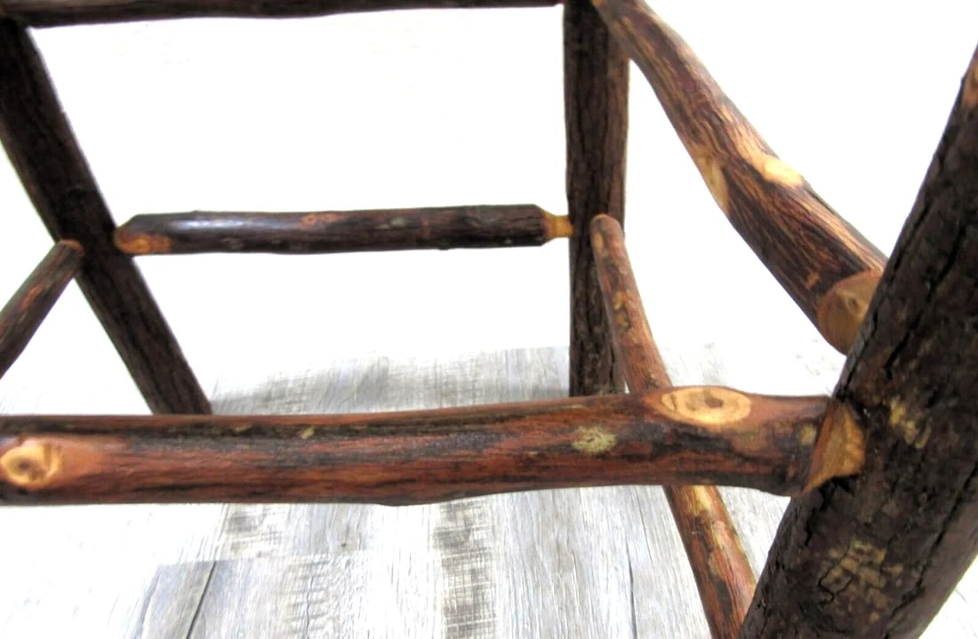 1960s Primitive Wood With Woven Cane Seat Counter Stool - 8