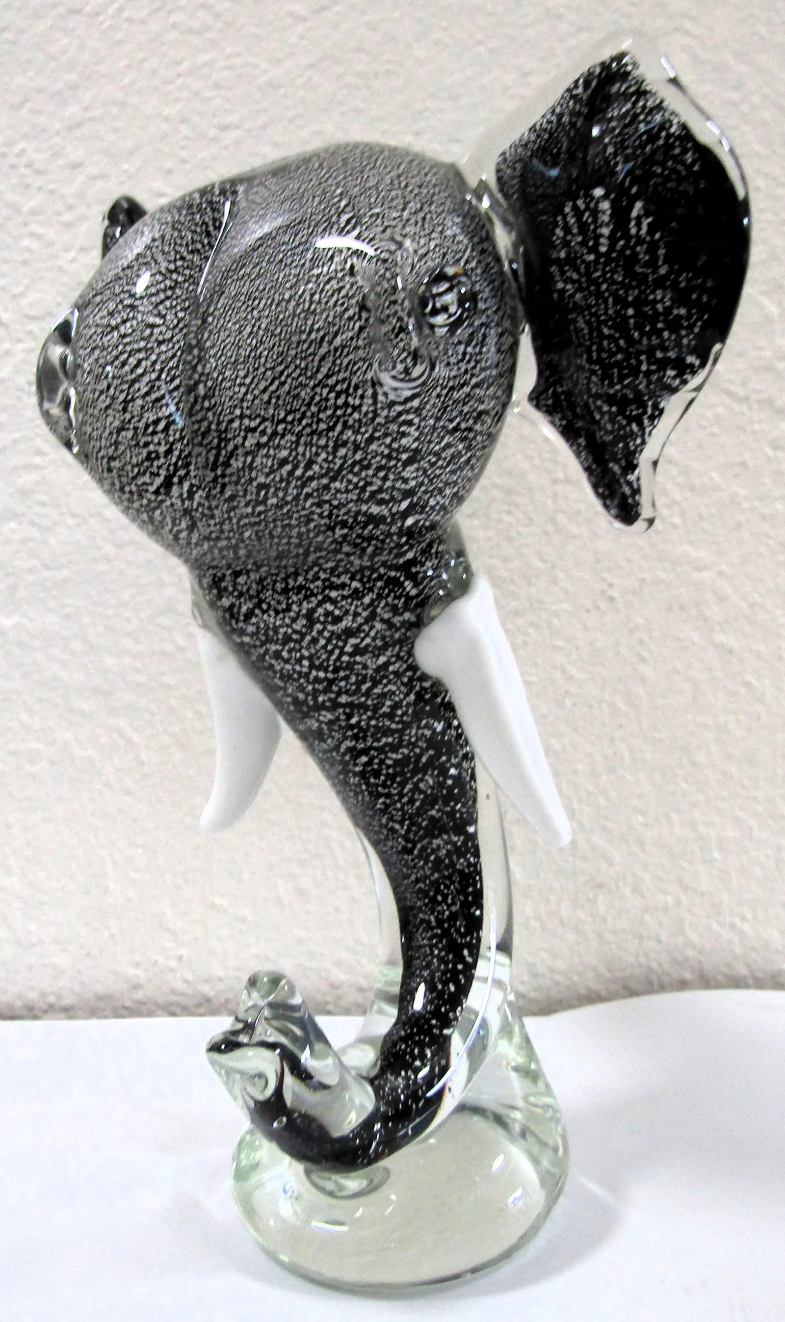 1970s Murano Attributed Art Glass Sommerso Tusked Elephant Head Sculpture - 2