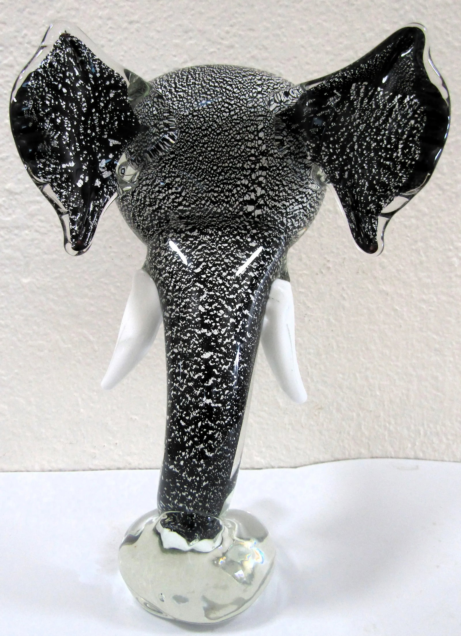 1970s Murano Attributed Art Glass Sommerso Tusked Elephant Head Sculpture - 6