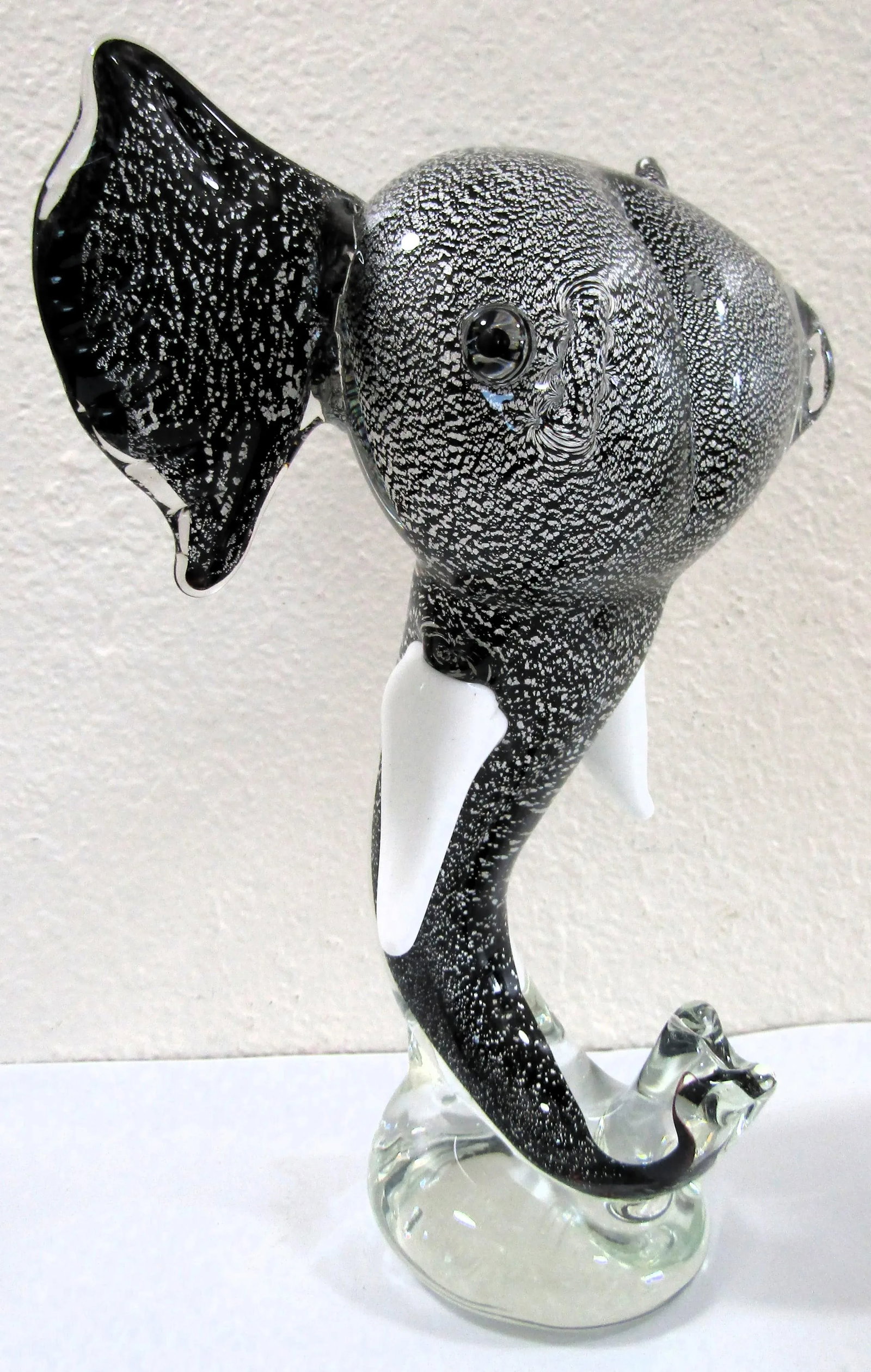 1970s Murano Attributed Art Glass Sommerso Tusked Elephant Head Sculpture - 8
