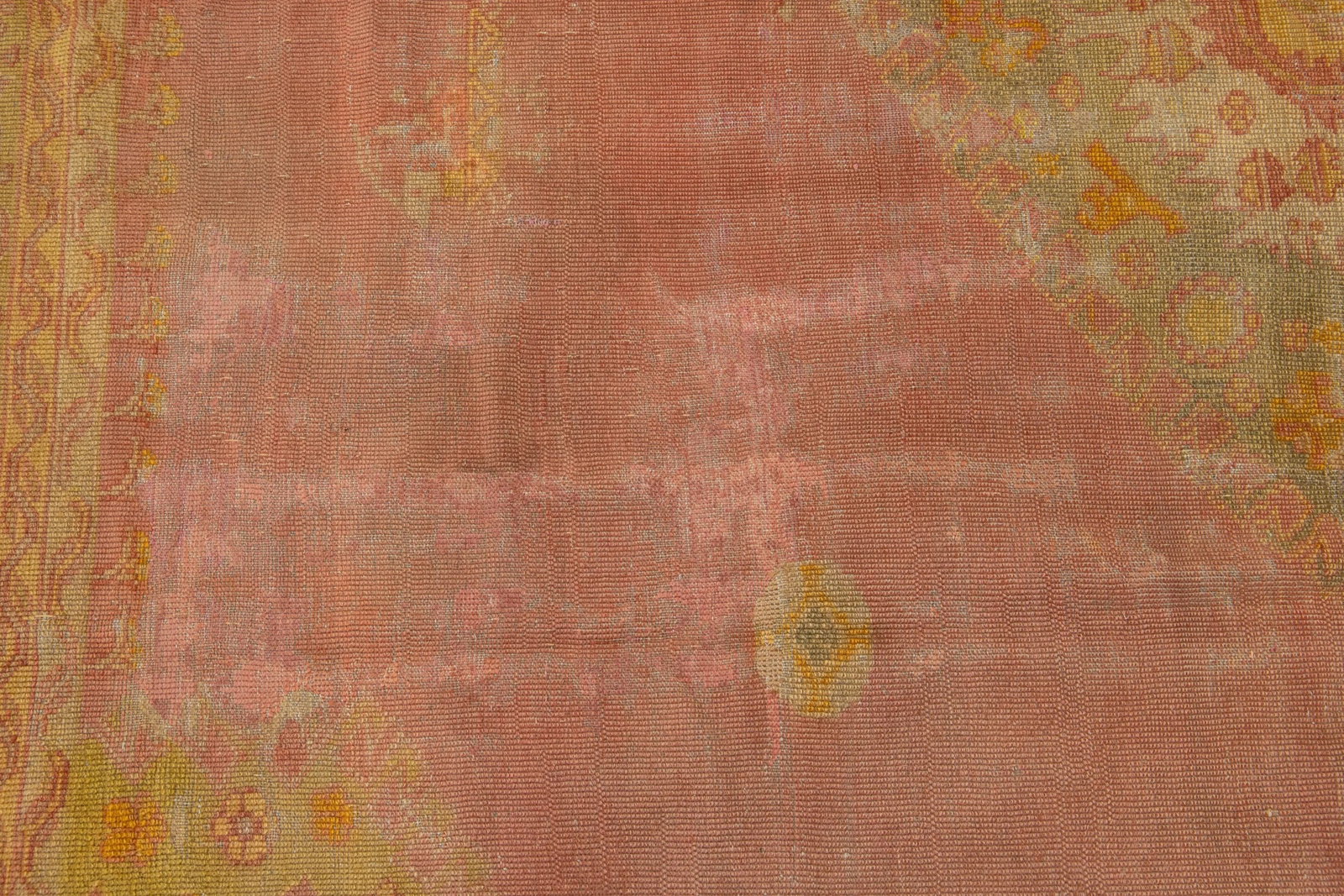 Antique Turkish Oushak Wool Rug Handmade in Terracotta Color - 10