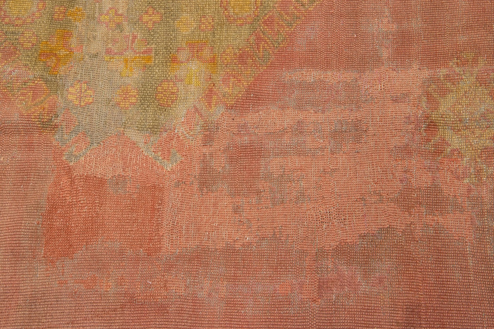 Antique Turkish Oushak Wool Rug Handmade in Terracotta Color - 11