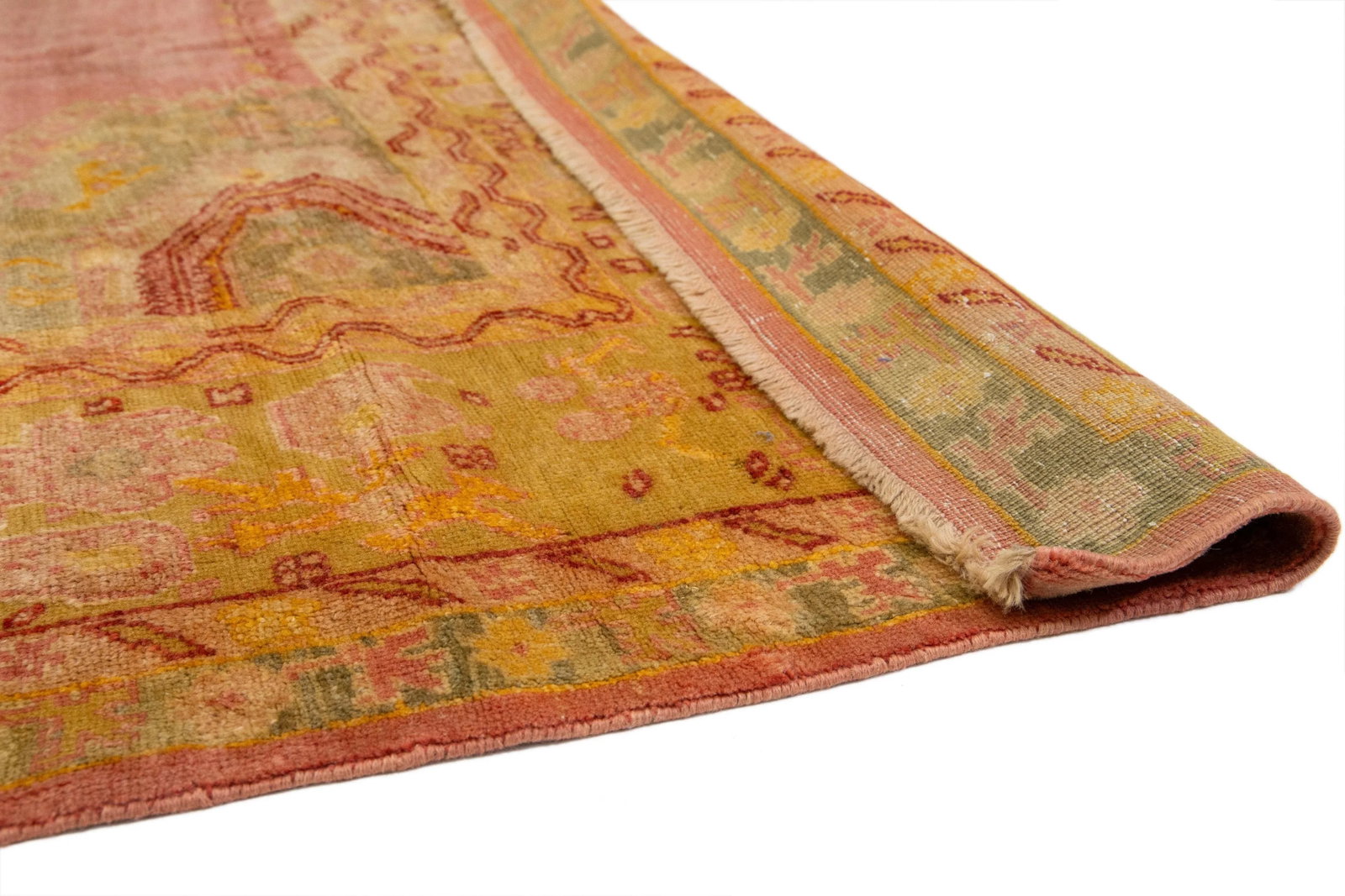Antique Turkish Oushak Wool Rug Handmade in Terracotta Color - 4