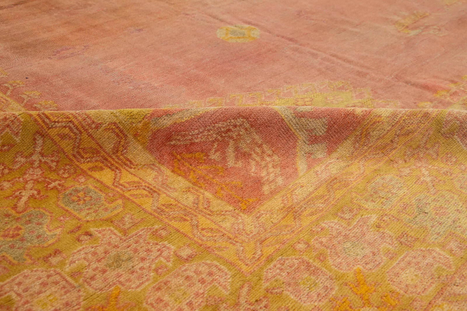 Antique Turkish Oushak Wool Rug Handmade in Terracotta Color - 7