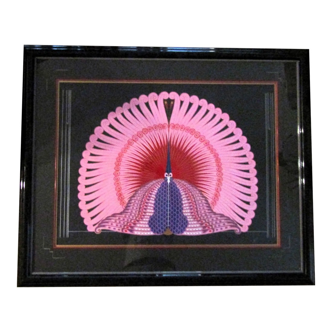 ErtÃƒÂ© Phoenix Reborn 1983 Framed Serigraph, Signed Numbered 72/300: Erté Phoenix Reborn 1983 Framed Serigraph 50 x 41 in. Signed Numbered 72/300 Hand Signed and Numbered by the Artist. Gallery framed in black marble look 1980s frame, triple matted behind reflecti