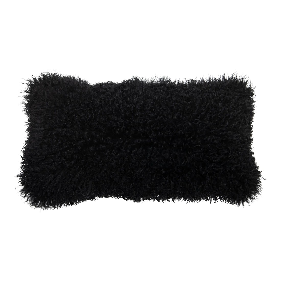 Modern Mongolian Lamb Fur Single Side Pillow in Black (1 of 5)