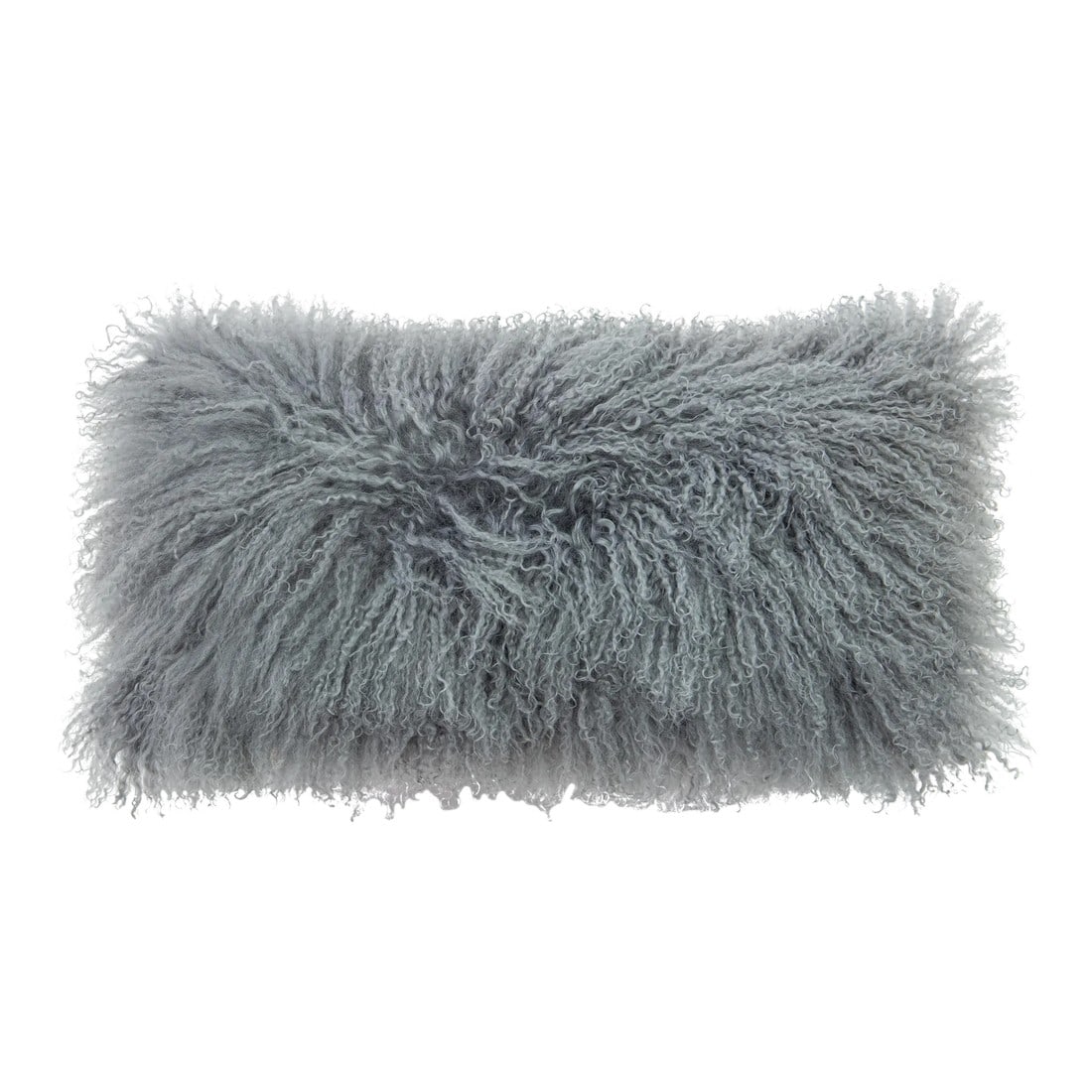 Modern Mongolian Lamb Fur Single Side Pillow in Silver Gray Color (1 of 5)