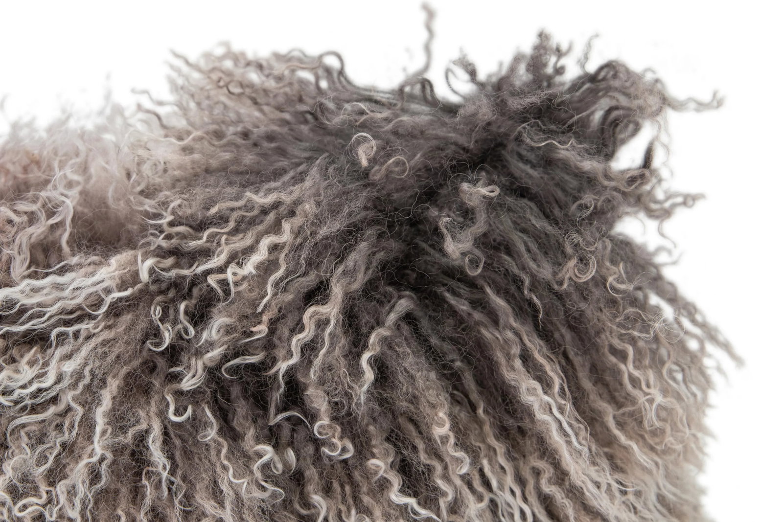 Gray Modern Mongolian Lamb Fur Single Side Pillow - 2