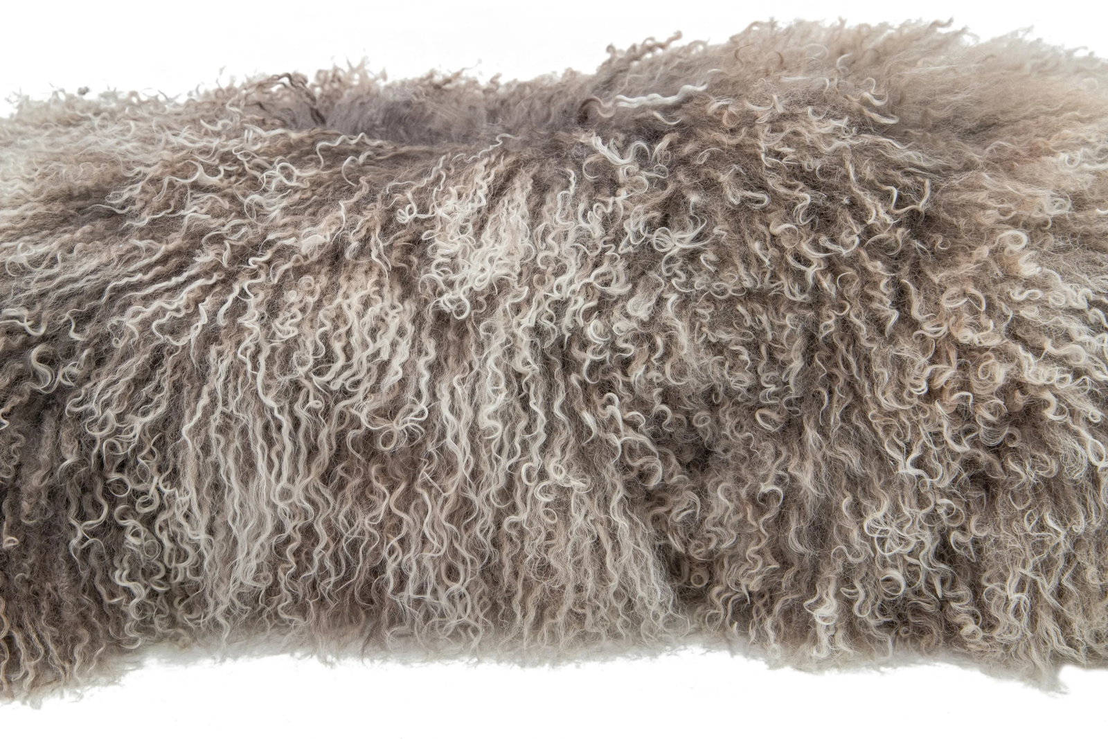 Gray Modern Mongolian Lamb Fur Single Side Pillow - 4