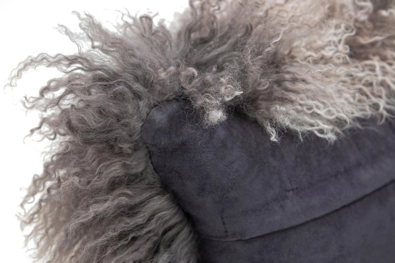 Gray Modern Mongolian Lamb Fur Single Side Pillow - 5