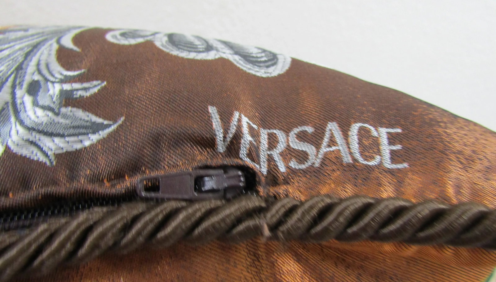 Gianni Versace Designer Brown Tan Medusa Square Decorative Pillow - 3